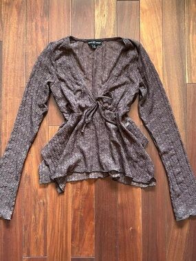 Brown Flare Sleeve Top